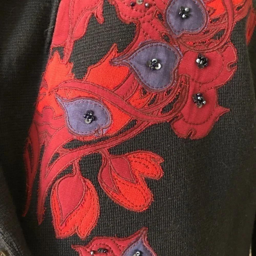 Tory Burch Navy Blue Embroidered Blazer Medium - Picture 3 of 8